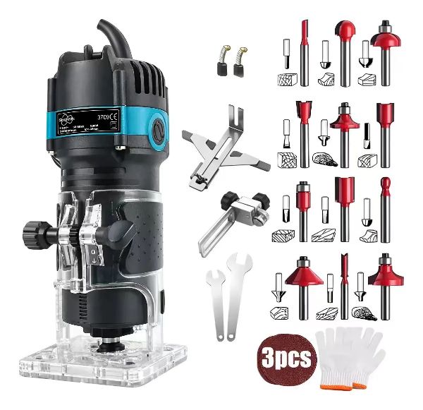 Kit Tupia Manual Laminadora 30000r/m,800w + 15peças Cortador