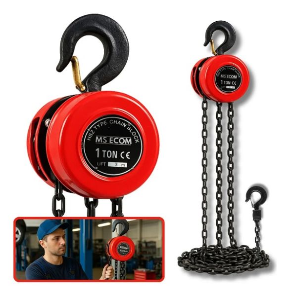 Talha Manual 1 Tonelada Corrente 3m 1000kg Com Freio